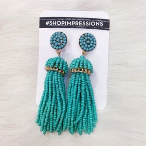 Impressions Beaded Tassel Earrings in Ocean Wave